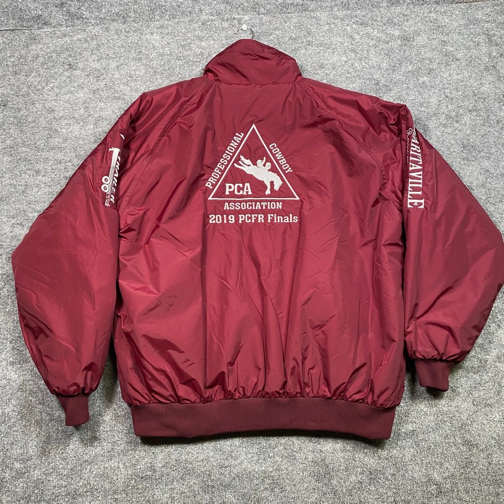 Tri-Mountain PCA 2019‎ Finals Rodeo Jacket Mens 3XL Maroon Fleece Lined Bomber